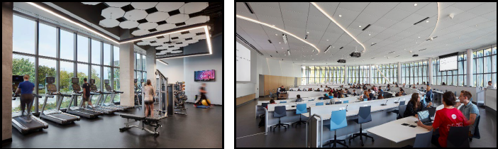 Academic, Residential Complex - interior, fitness center and lecture hall Academic, Residential Complex - interior, fitness center and lecture hall
